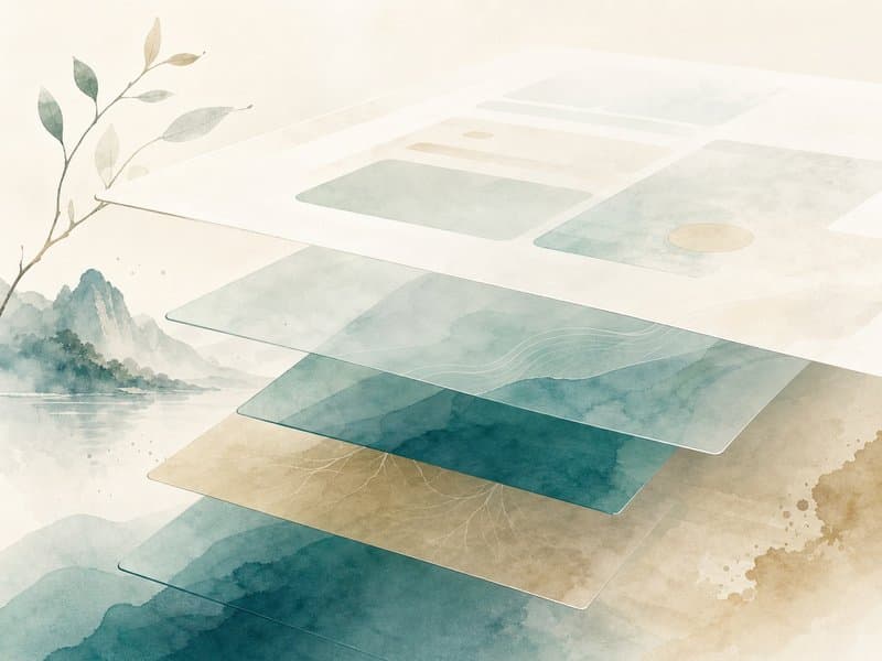 Akvarelová ilustrace vrstev webu, které nejsou na první pohled vidět