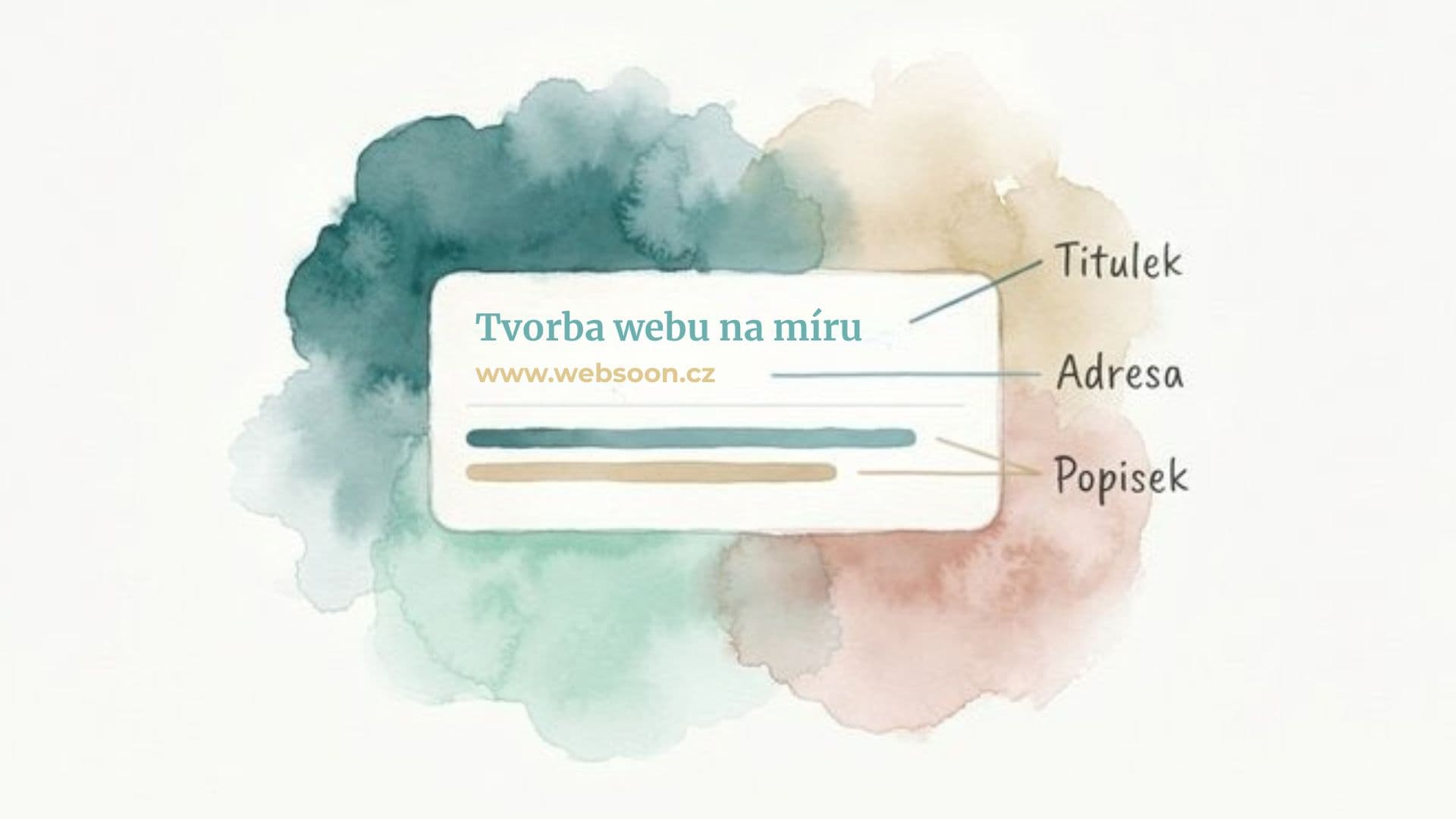 Akvarelová ilustrace neviditelných popisků webu pro vyhledávače