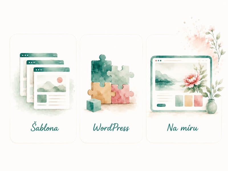 Akvarelová ilustrace tří cest: šablona, WordPress a web na míru