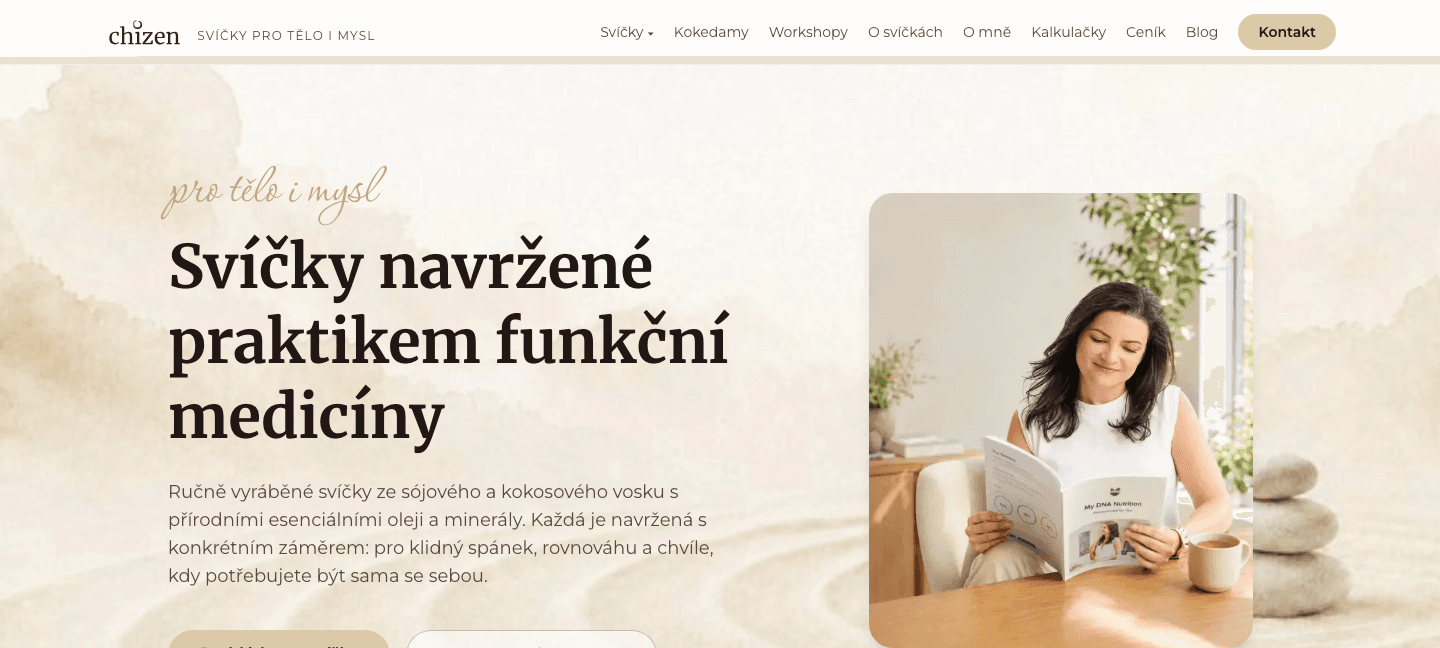 Ukázka webu s rezervacemi: E‑shop se svíčkami