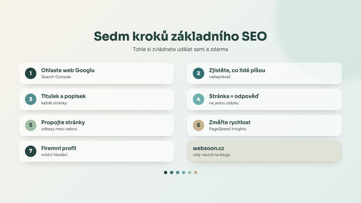 Přehled sedmi kroků základního SEO, které si můžete udělat sami a zdarma