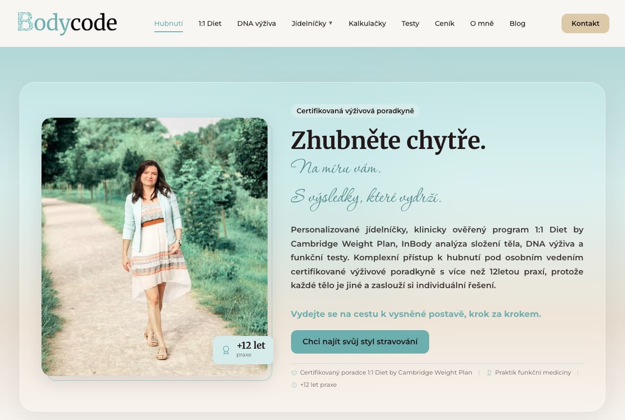 Web bodycode.cz s kalkulačkami a členskou sekcí